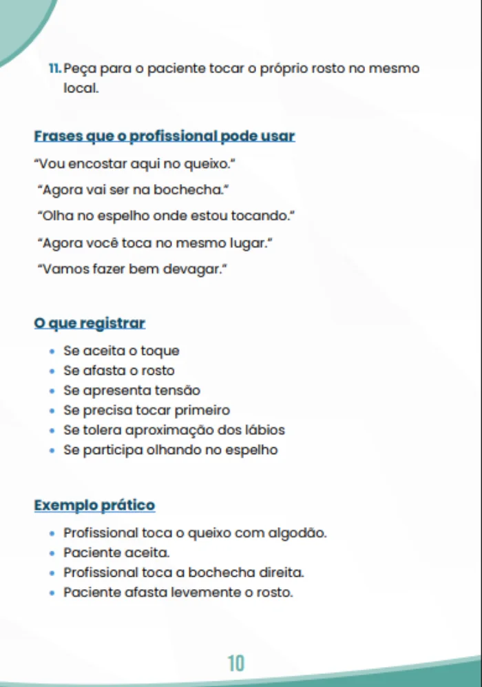 Amostra de Frases de condução e o que registrar